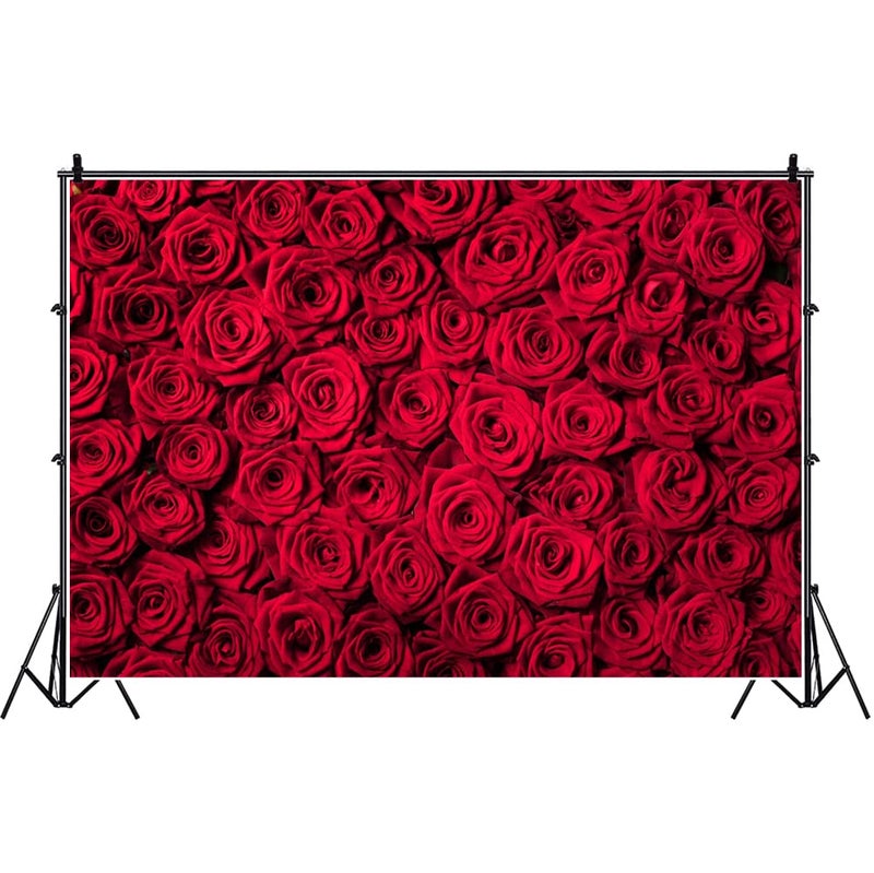 Laeacco 7x5ft Red Roses Background Vinyl Photography Background Blossoms Roses Wall Texture Lovers Girls Children Kids Photos Video Studio Props - Image 4